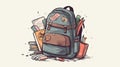 School backpack with books and pencils. Back to school Royalty Free Stock Photo