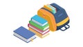 School Backpack with Books Ready for Learning Adventure, vector design Generative AI Royalty Free Stock Photo