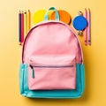 School Backpack, Color College Bag, Colorful Knapsack, Full College Baggage, Generative AI Illustration