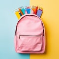 School Backpack, Color College Bag, Colorful Knapsack, Full College Baggage, Generative AI Illustration