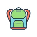 Color illustration icon for School Backpack, student and baggage Royalty Free Stock Photo