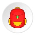 School backpack icon, cartoon style