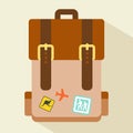 Vintage travel suitcases, Suitcase icon. Flat design style modern vector illustration. Isolated on stylish color background. Flat Royalty Free Stock Photo