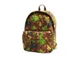 School backpack military colors front view 3d render on white background no shadow