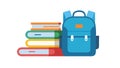 School Backpack and Stack of Books, Learning and Academic Study Icon, vector design Generative AI Royalty Free Stock Photo