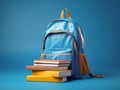 School backpack and textbooks on a background Royalty Free Stock Photo