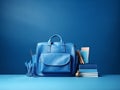 School backpack and textbooks on a background Royalty Free Stock Photo