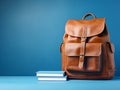 School backpack and textbooks on a background Royalty Free Stock Photo