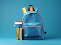 School backpack and textbooks on a background Royalty Free Stock Photo