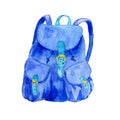 School backpack in watercolor. fashion backpack . Illustration for the school