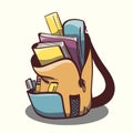 vector school bag opened with some supplies Royalty Free Stock Photo