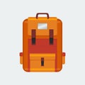 Front View Orange School Backpack Vector Illustration