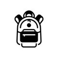 Black solid icon for School Bag, education and luggage