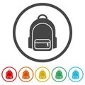 School bag icon. Set icons in color circle buttons Royalty Free Stock Photo