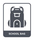 school bag icon in trendy design style. school bag icon isolated on white background. school bag vector icon simple and modern Royalty Free Stock Photo