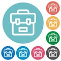 School bag outline flat round icons