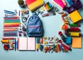 School bag and pen pencil stationery Ai Generated