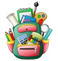 School bag with school supplies