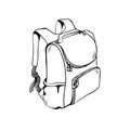 School bag three-quater view outline vector sketches isolated