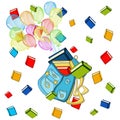 School banner,color baloons with schoolbag ,color books Royalty Free Stock Photo