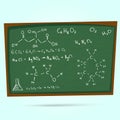 The school blackboard and chalk drawn chemical tube and formula. Royalty Free Stock Photo