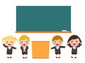 School blackboard with children Royalty Free Stock Photo