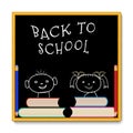 School blackboard with girl boy Royalty Free Stock Photo