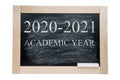 School blackBoard in a wooden frame and chalk with the text academic year 2020 2021. Isolated on white background Royalty Free Stock Photo