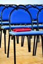 School blue chairs to the