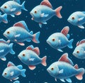 school of exotic fish, seamless pattern Royalty Free Stock Photo