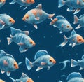 school of exotic fish, seamless pattern Royalty Free Stock Photo