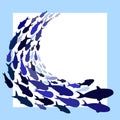 School of blue fish template for text