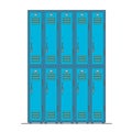 School blue locker vector icon. Changing room sign.