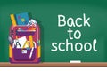 School board with school backpack and items vector Royalty Free Stock Photo