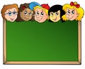 School board with children faces