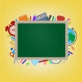 School board with School supplies. Back to School. Space for your text. Education Concept.