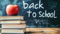 School books with apple on desk. Back to school Royalty Free Stock Photo