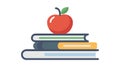School Books and Apple Icon for Learning and Study, vector design Generative AI Royalty Free Stock Photo