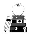 school books apple pencil Royalty Free Stock Photo