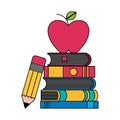 school books apple pencil Royalty Free Stock Photo