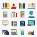 School Books Decorative Icons Set Royalty Free Stock Photo