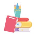 Isolated school books pencils mug vector design Royalty Free Stock Photo