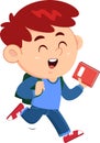 School Boy Cartoon Character Goes To School With A Backpack And A Textbook Royalty Free Stock Photo