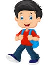 School boy cartoon walking Royalty Free Stock Photo