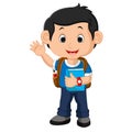 School boy cartoon walking Royalty Free Stock Photo