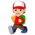 School boy cartoon walking Royalty Free Stock Photo