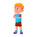 School Boy Cute Child Thinking Something Vector Royalty Free Stock Photo