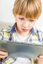 School boy with electronic tablet