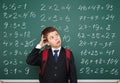 School boy exercise math on board Royalty Free Stock Photo