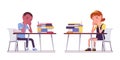 School boy and girl at desk tired with study Royalty Free Stock Photo